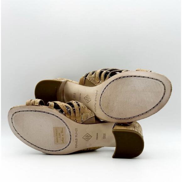 Donald Pliner Womens Marlow Slide Sandal US 5.5 Tan Silver Cork Heel NWOB - Picture 11 of 12